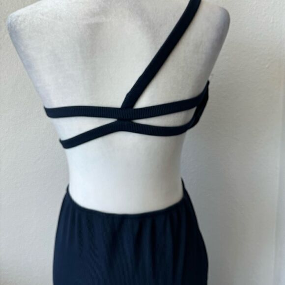 Anrabess Blue Halter Strappy Dress Circle Front Cutout SZ M - Picture 7 of 15
